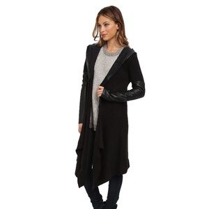 Blank NYC black vegan leather/woven long sweater